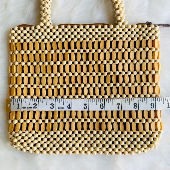 Vintage Artisan Wooden Beaded Bag - Picture 3 of 13